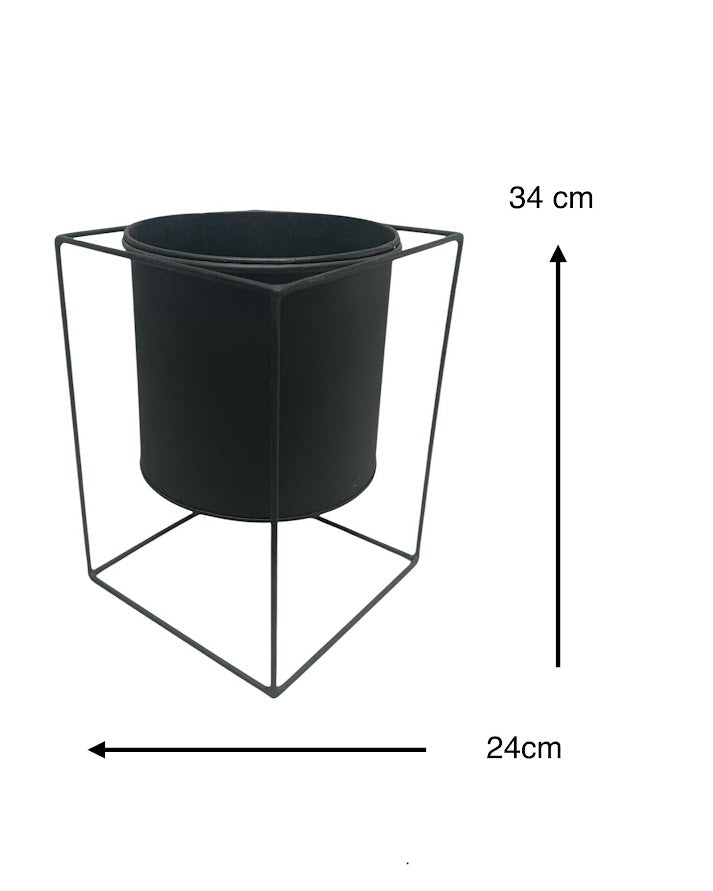4ft olive tree and black steel planter combo