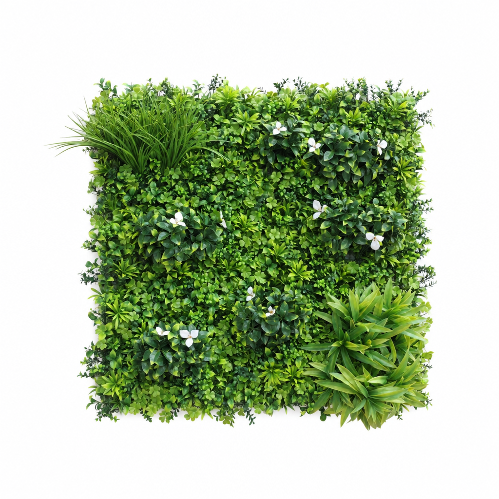 Greenery-wall photo with a wider white margin